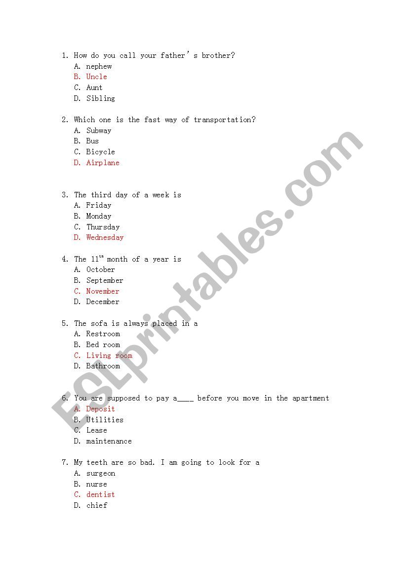 Oral Speaking Test worksheet