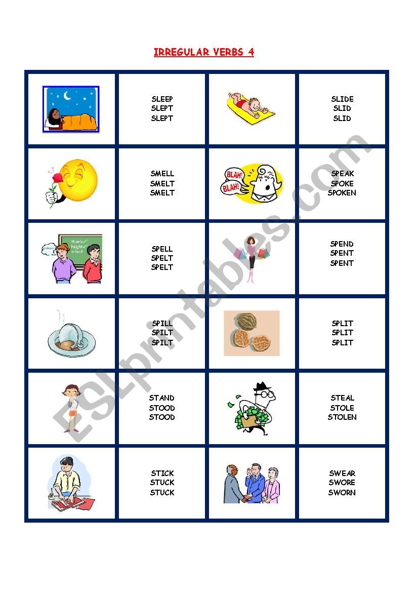 IRREGULAR VERBS PICTIONARY 4 worksheet