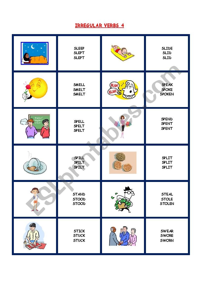 IRREGULAR VERBS PICTIONARY 4 worksheet