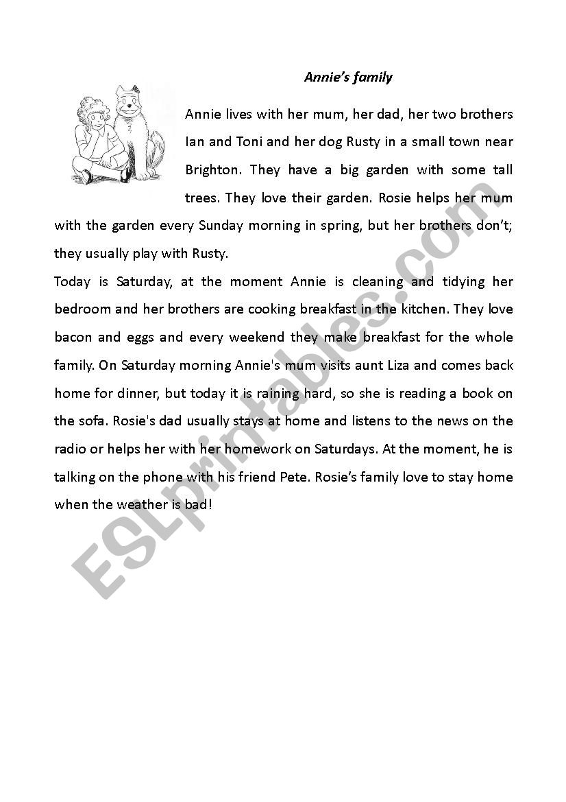 Annies family worksheet