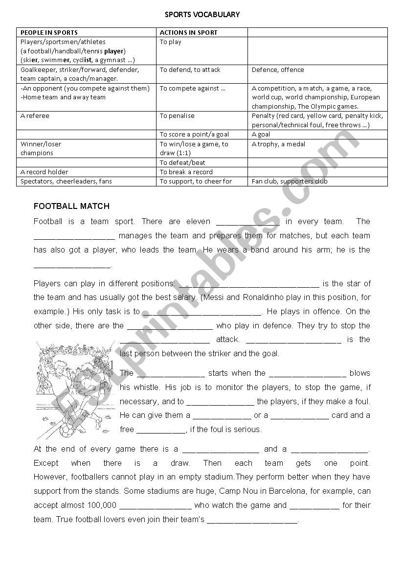 Sports vocabulary - people and action verbs in sports