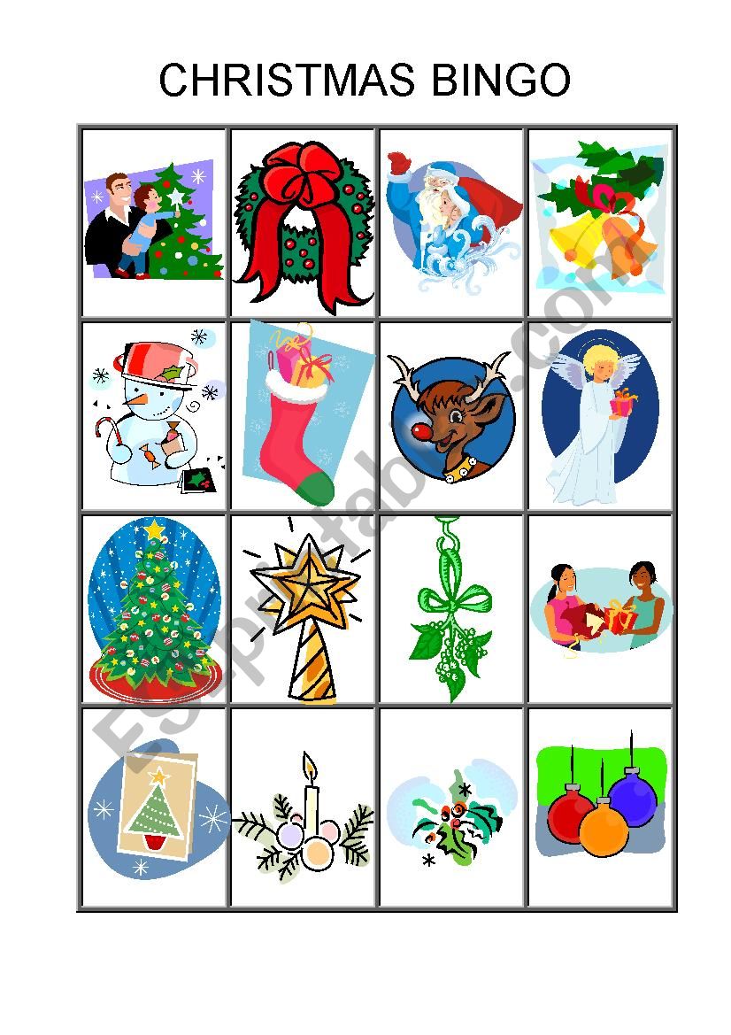 christmas bingo game worksheet
