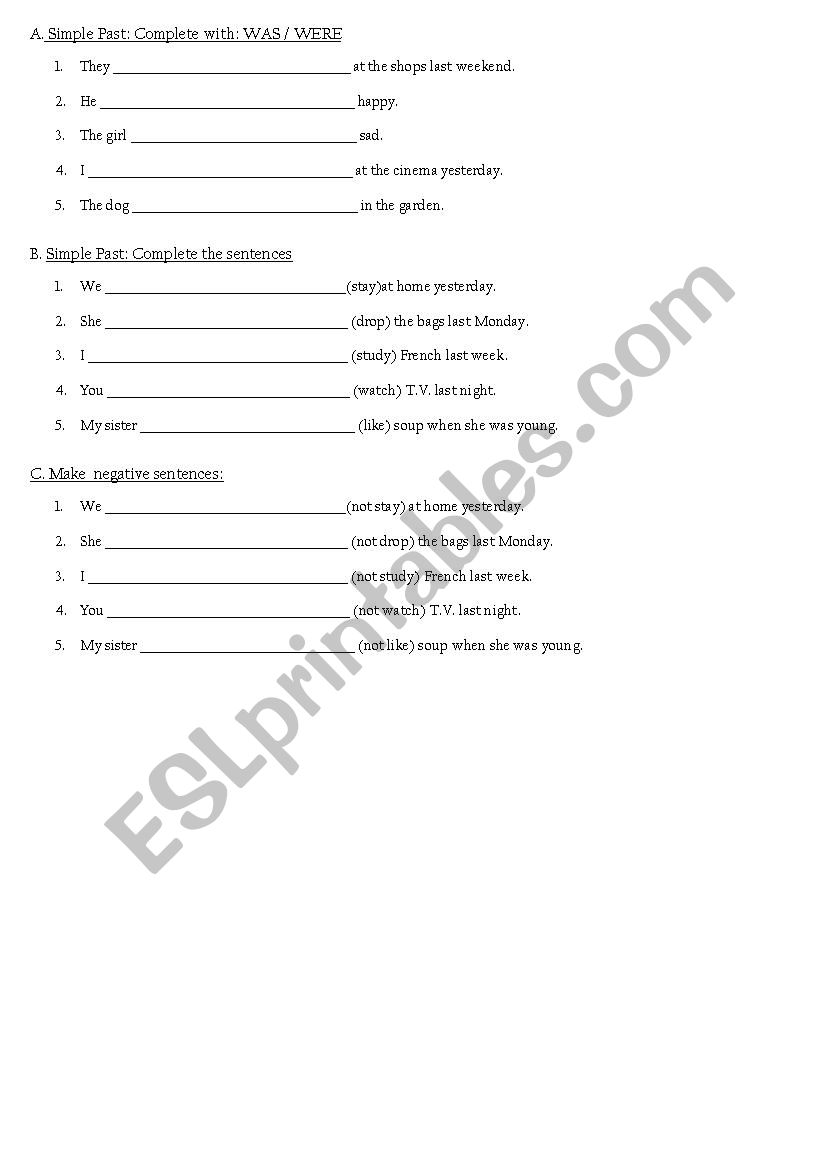 Simple Past worksheet