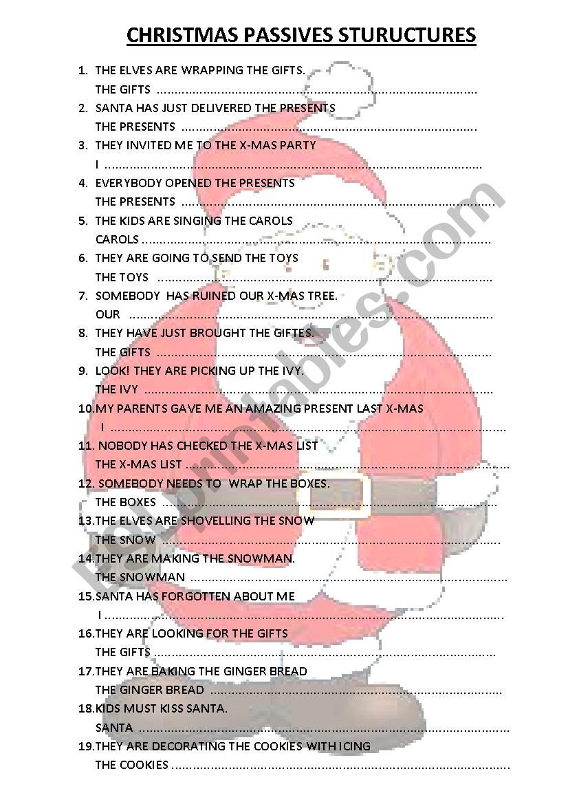 Christmas Passive Structures worksheet