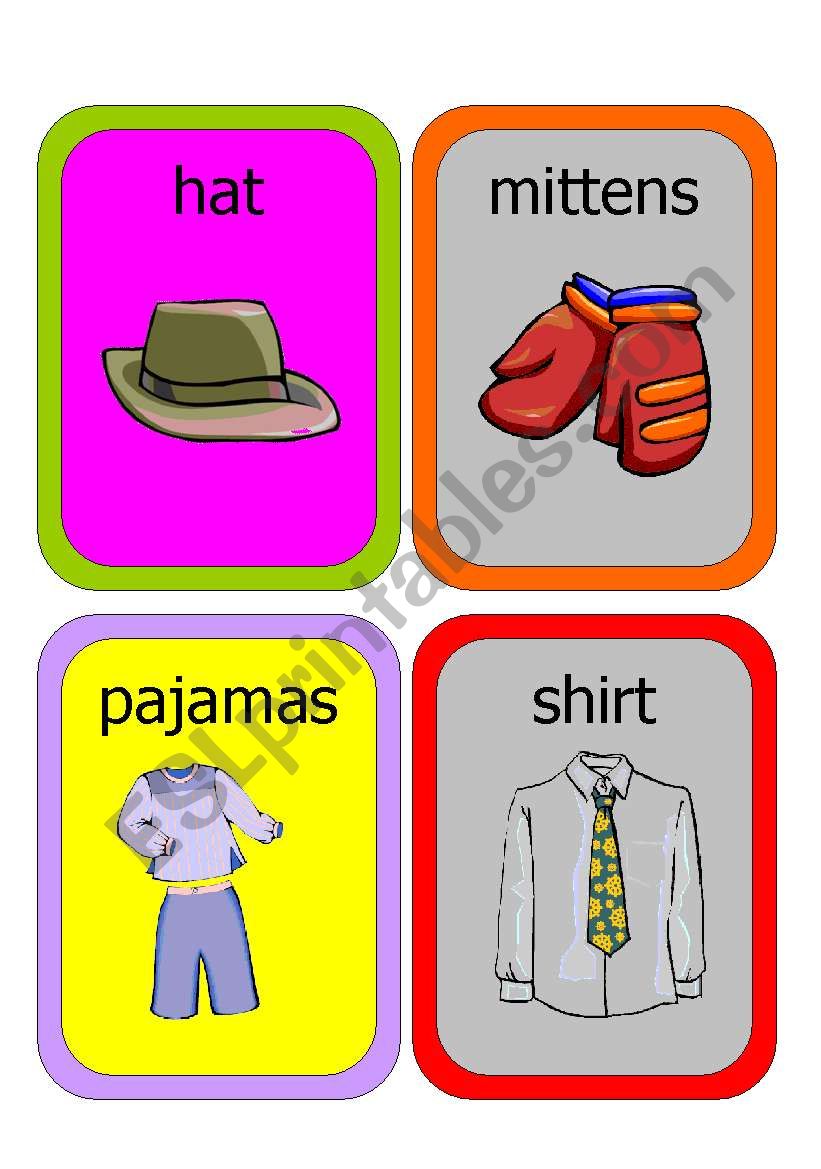 Clothes Minicards worksheet
