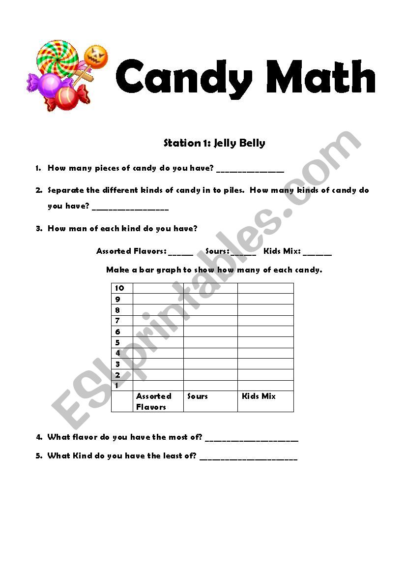 Candy Math worksheet