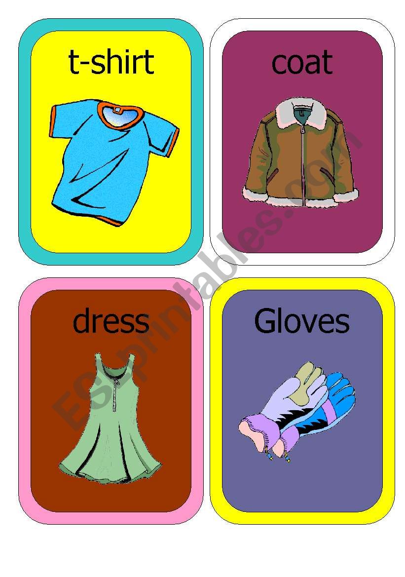 Clothes Minicards worksheet