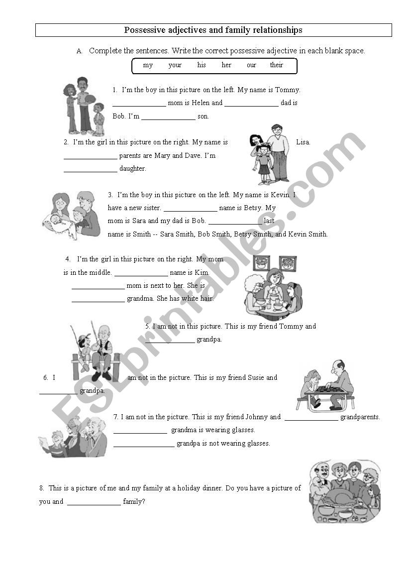 Possessive adjectives and family relationships