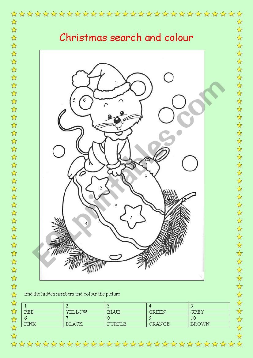 christmas search and colour worksheet