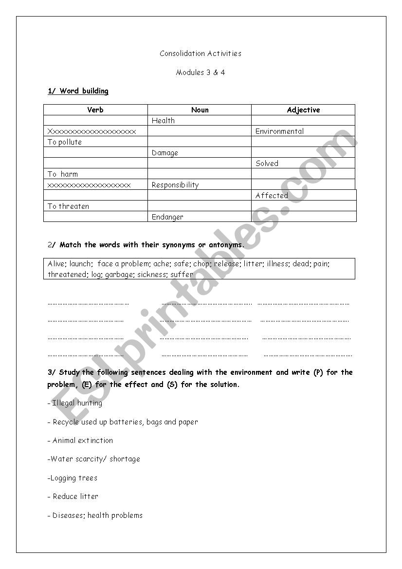 consolidation activities worksheet