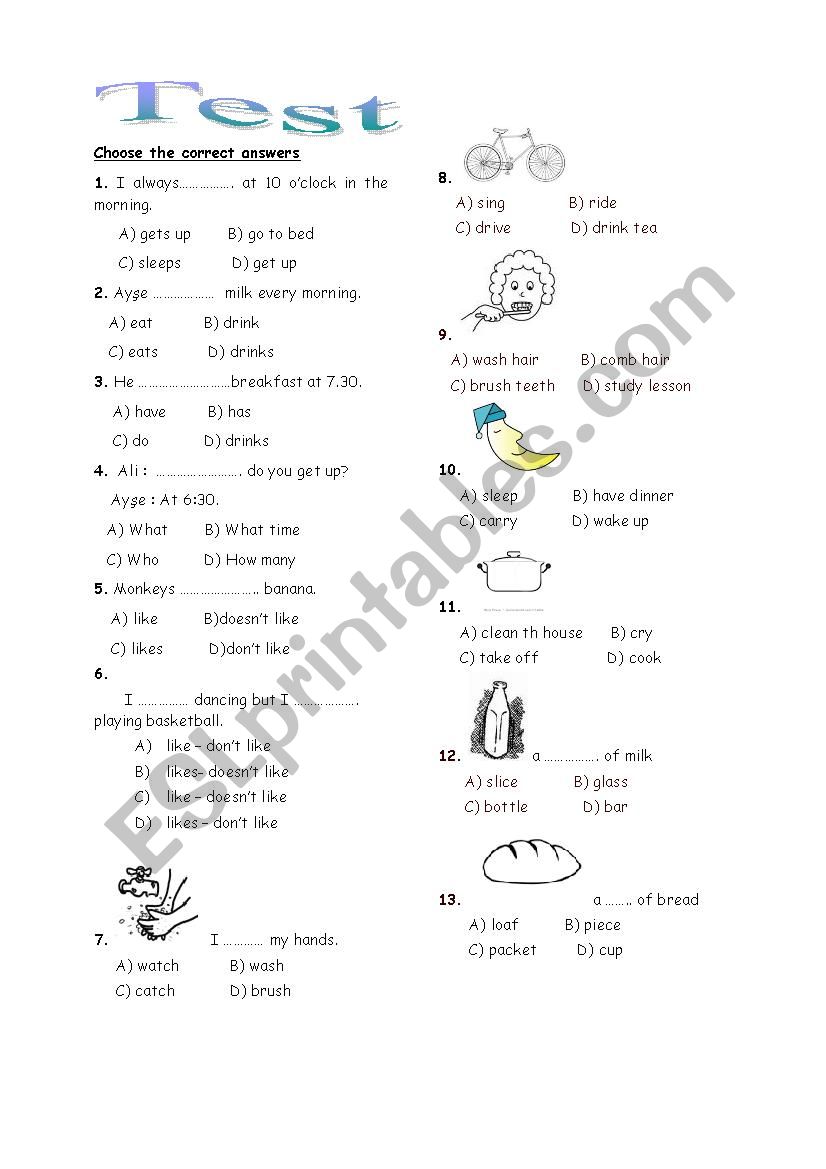 Mixed Test (The Simple Present Tense and Quantities)