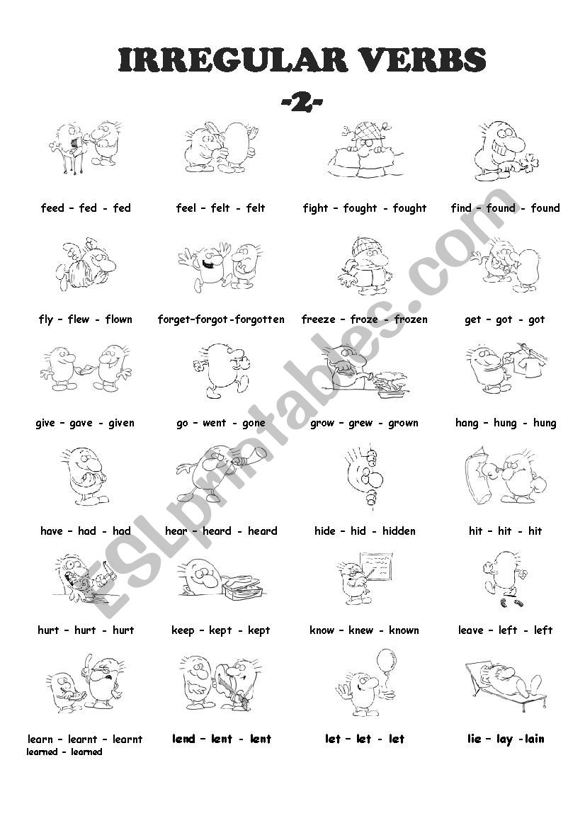 Irregular verbs handout  2/4 worksheet