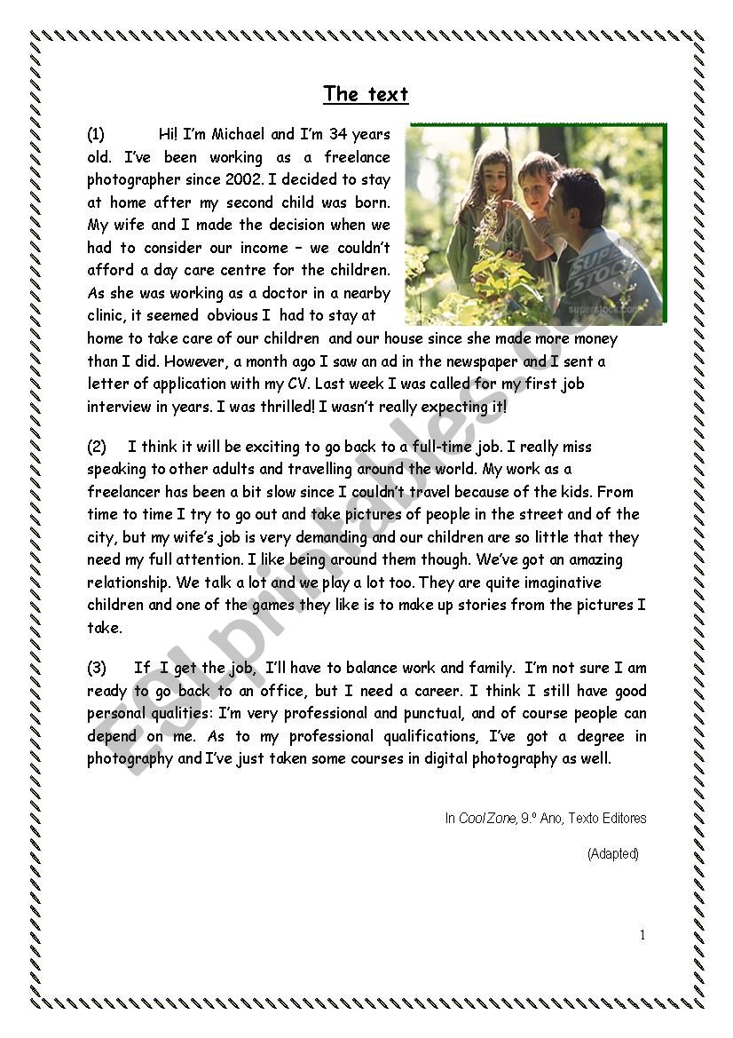 9th form end of term test N°1 worksheet