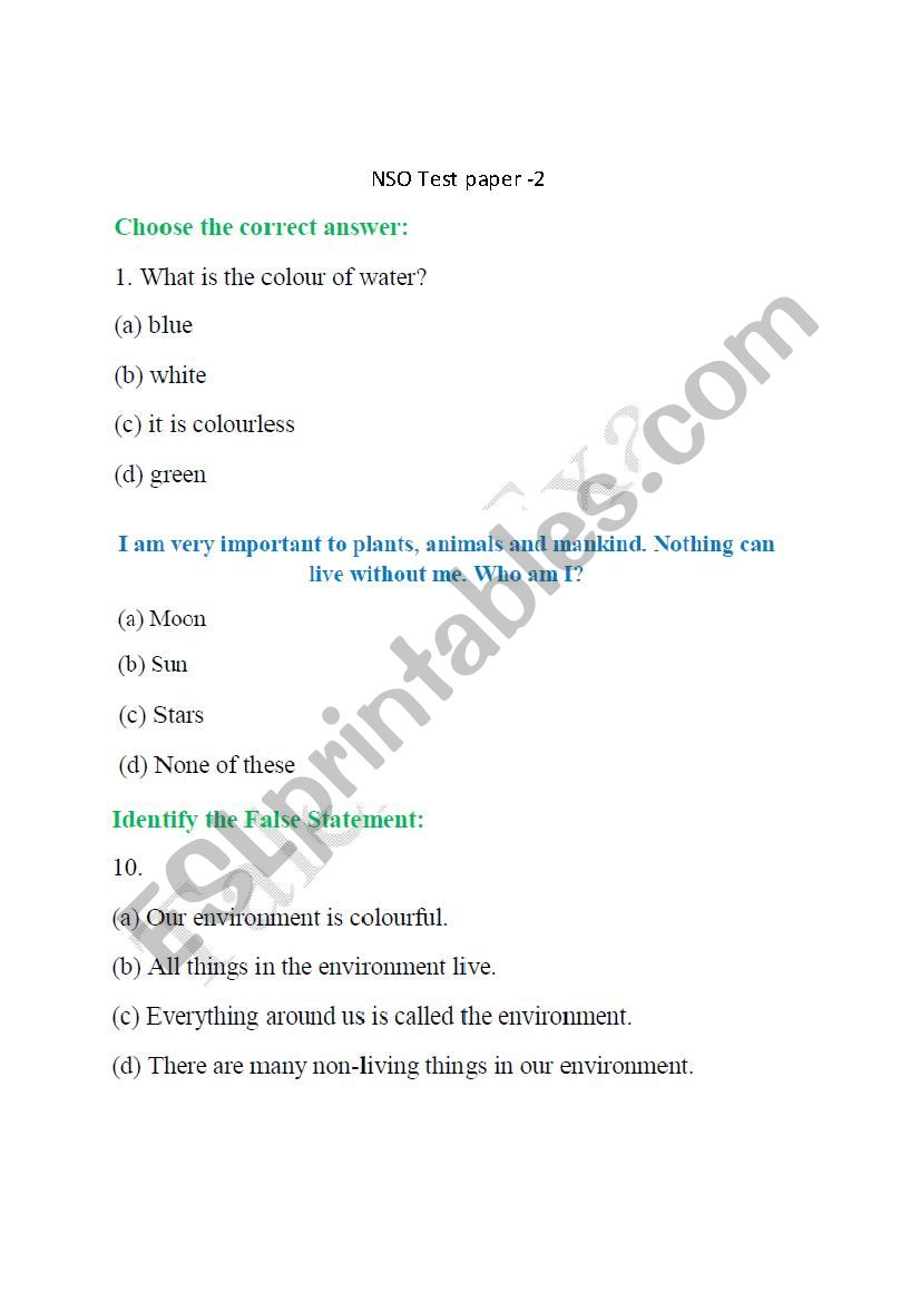 Science Olympiad Sample Paper worksheet