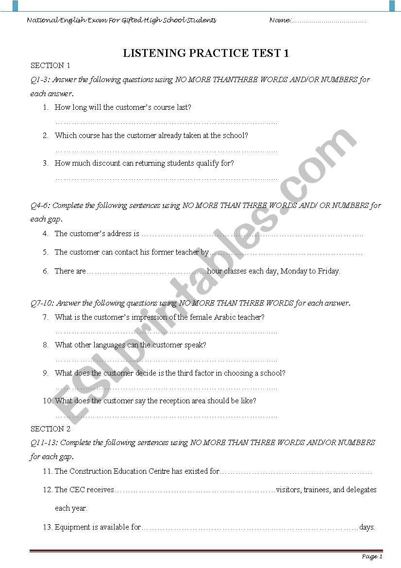 IELTS LISTENING PRACTICE worksheet