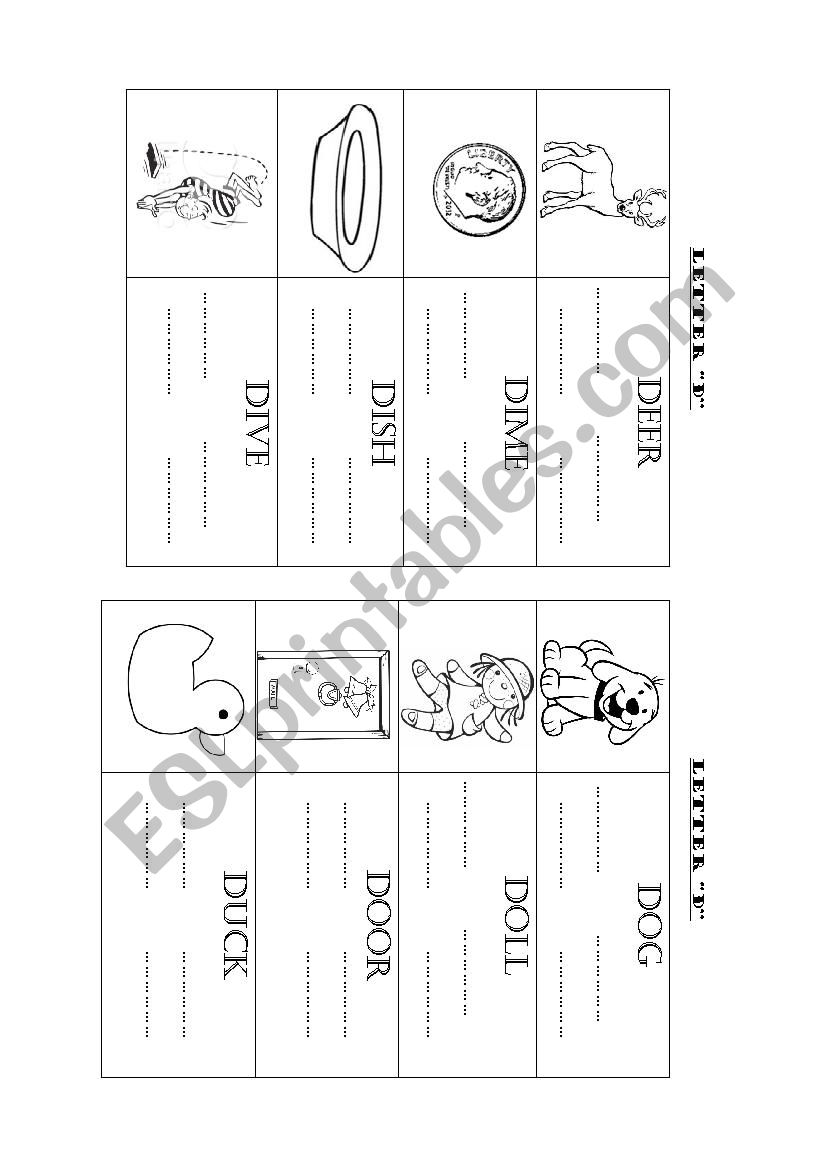 Letters D, N and W worksheet