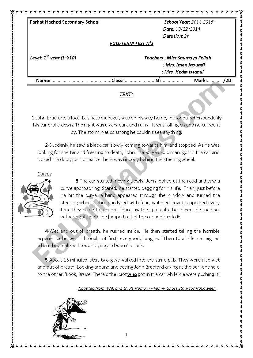 1st year full -term test nb1 worksheet