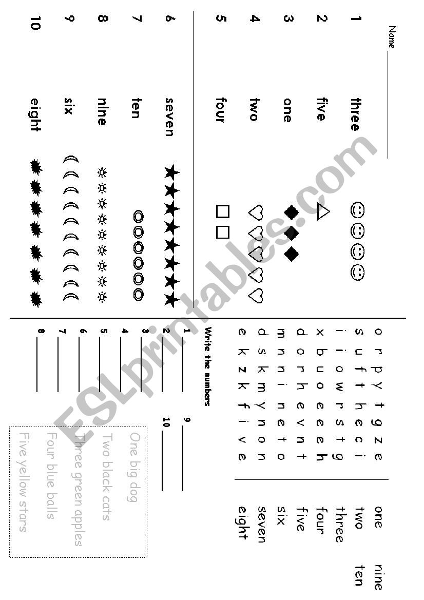 Numbers 1-10 (part 2) worksheet