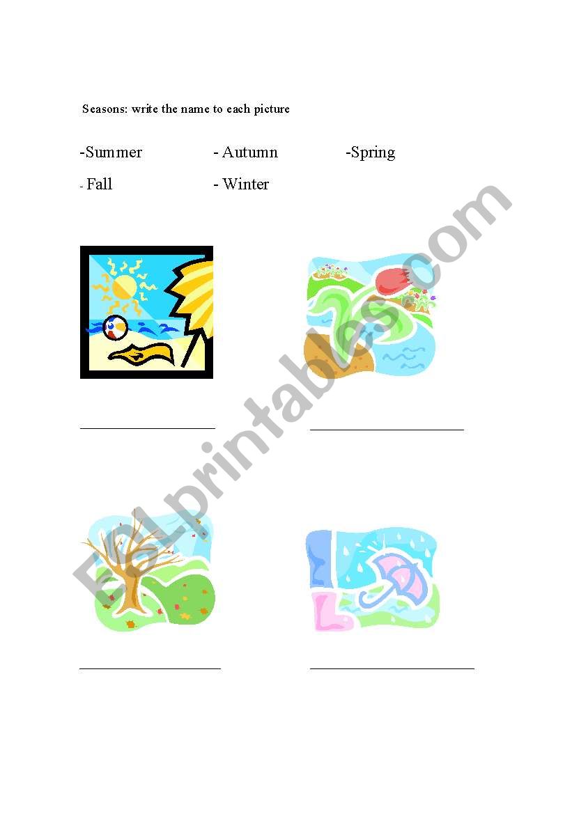 seasons worksheet