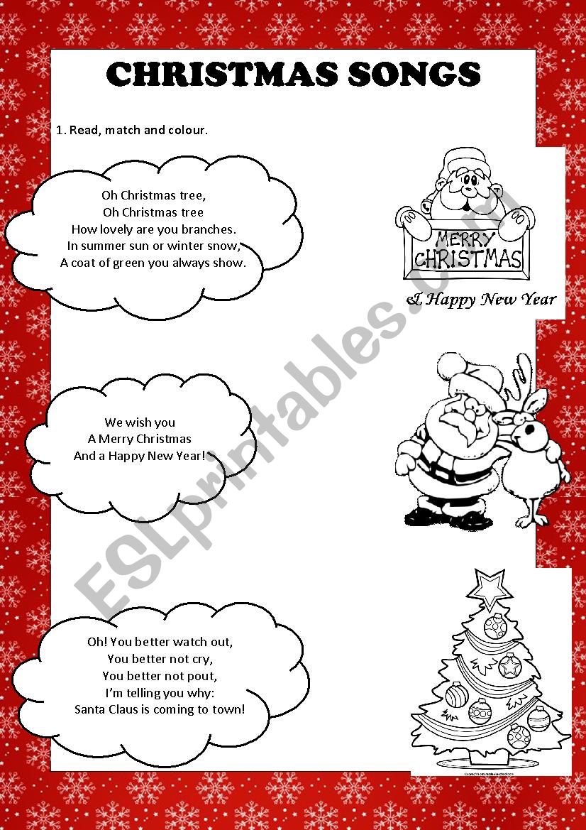 Christmas song worksheet