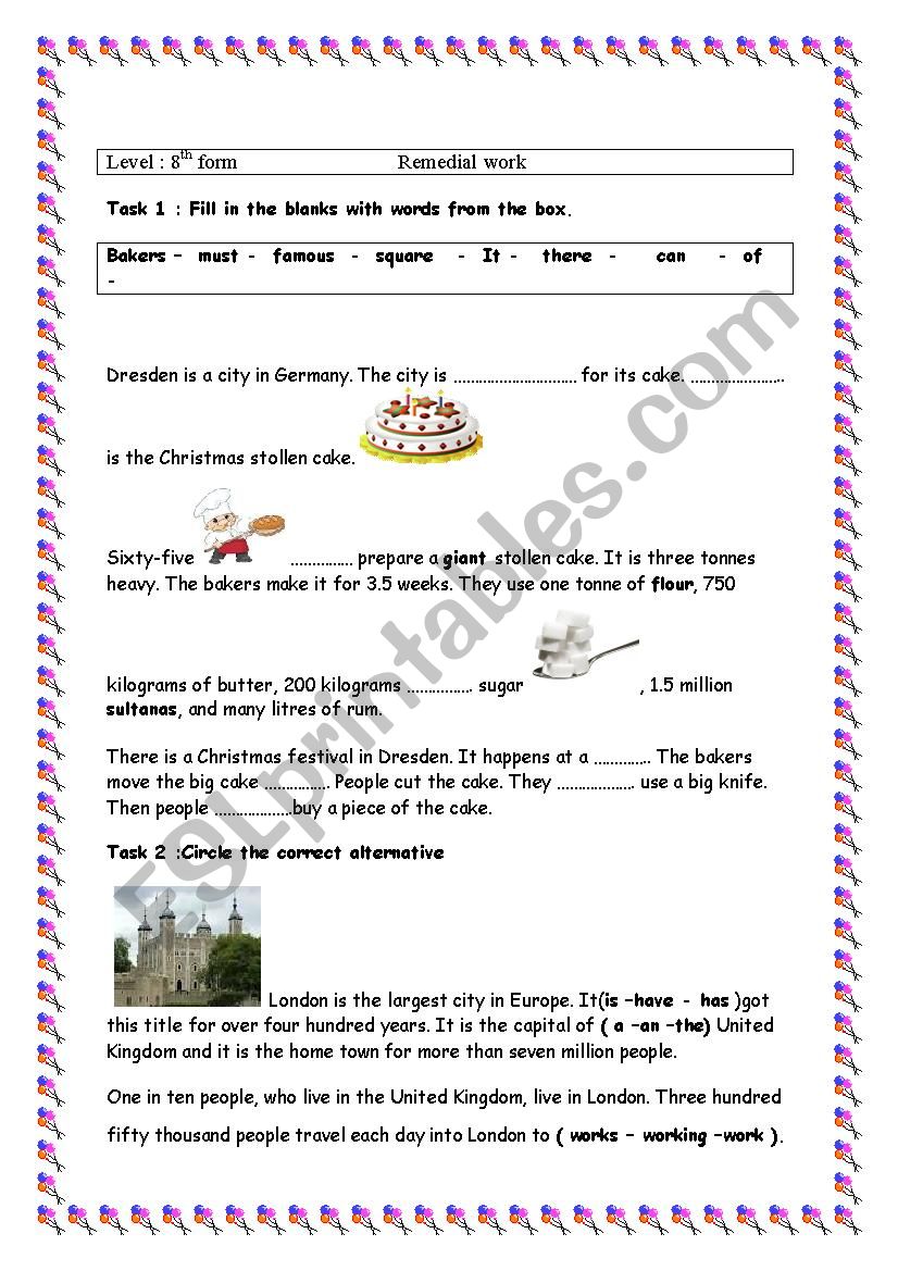 Remedial work / test correction 8th form