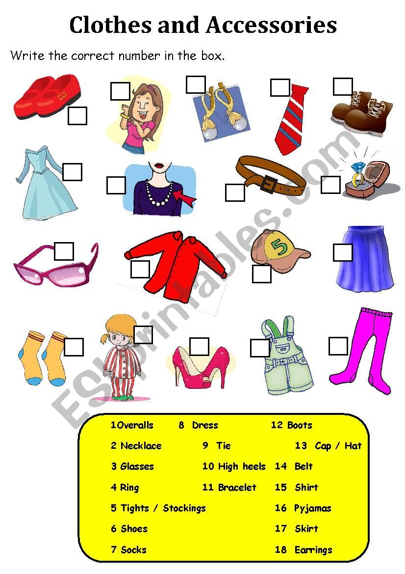 Clothes and Accessories worksheet