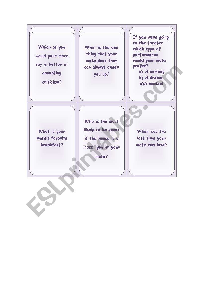 Do you really know your mate? worksheet