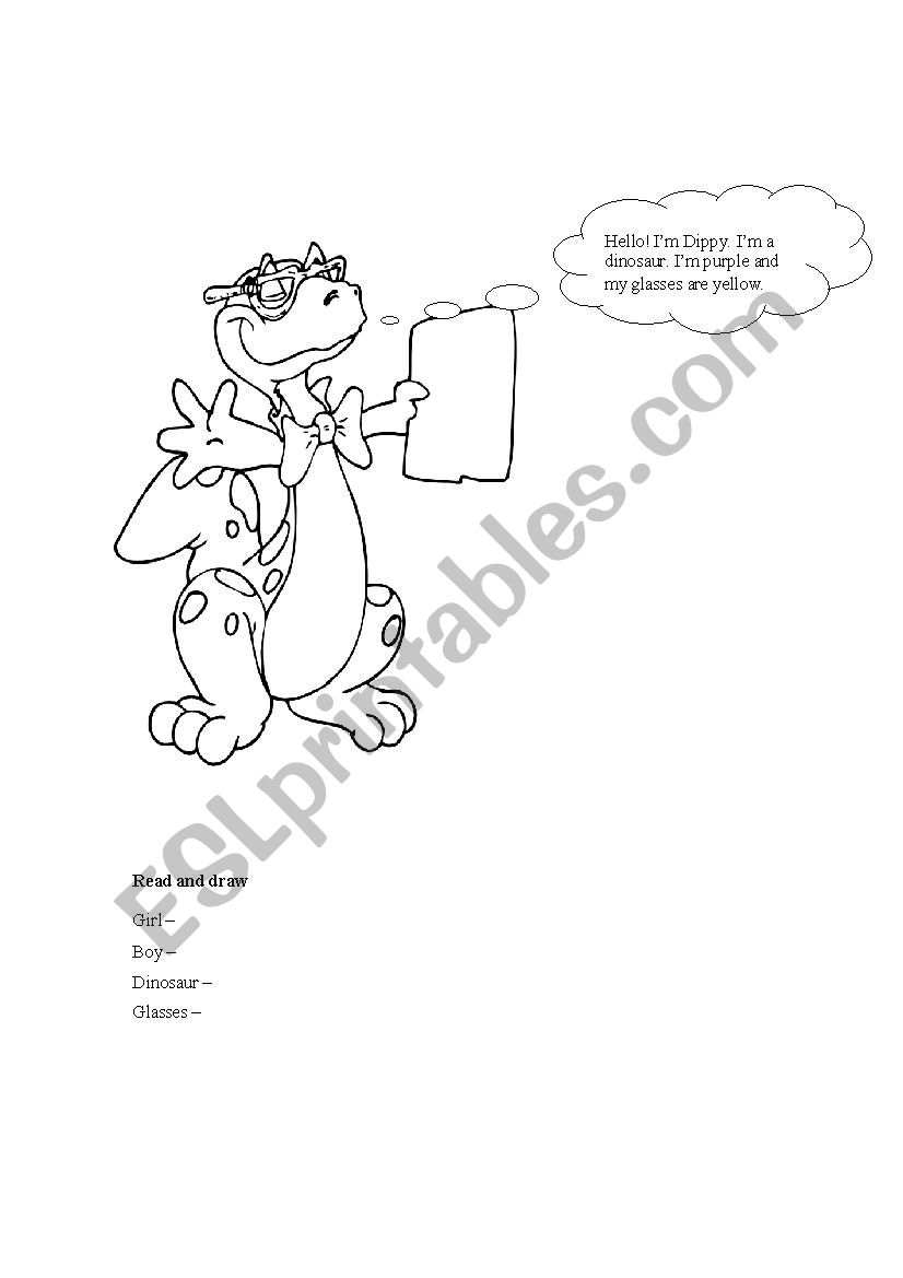 colour the dinosaur worksheet