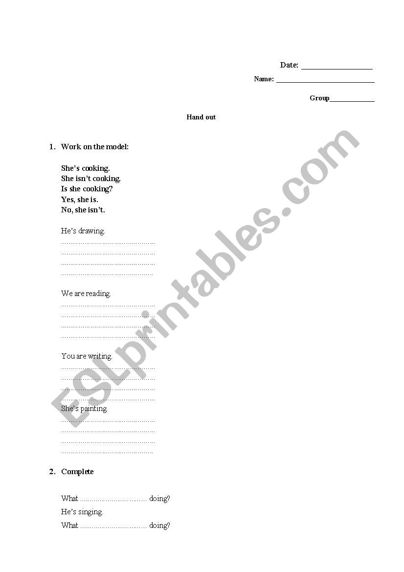 present continuous worksheet