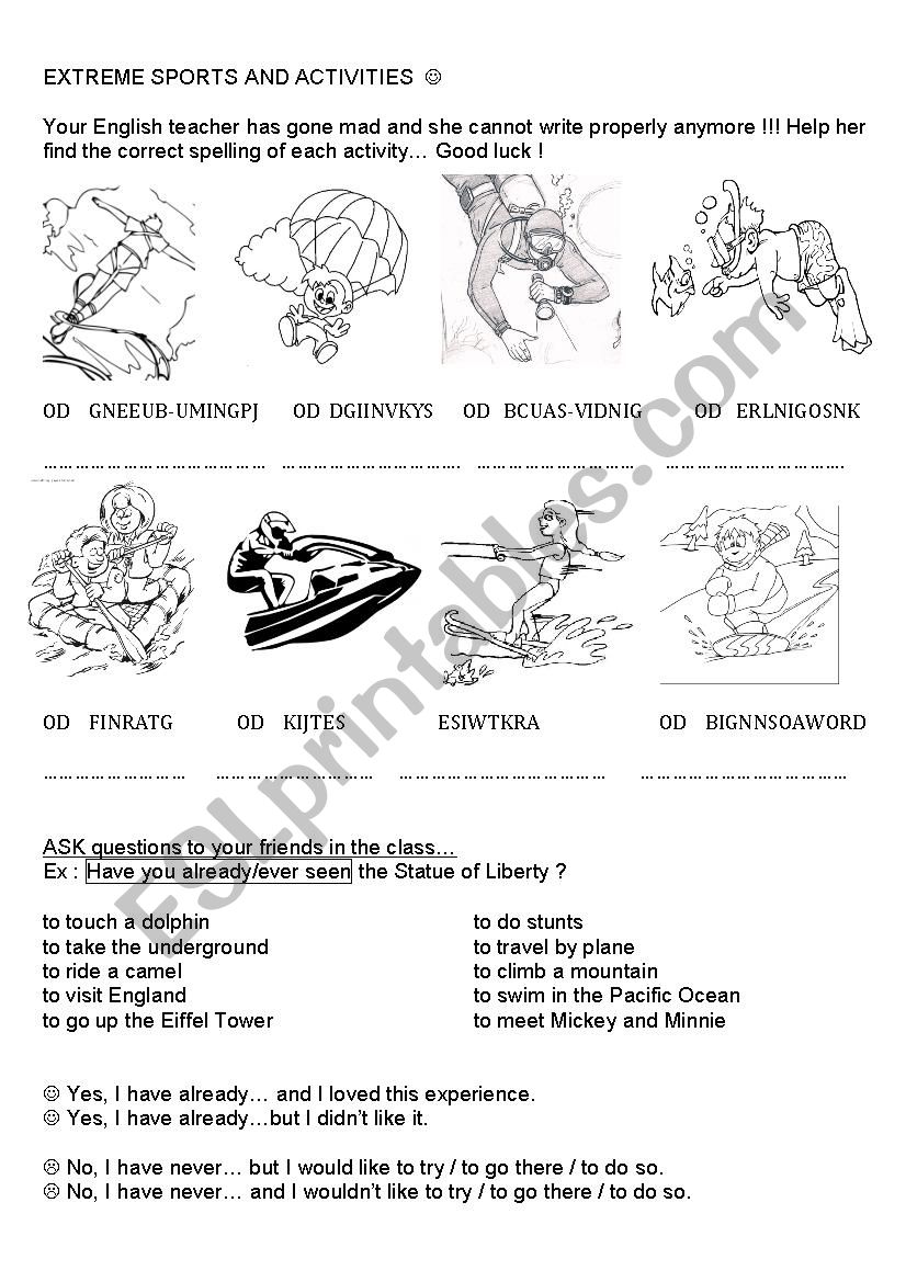 Have you ever...? worksheet