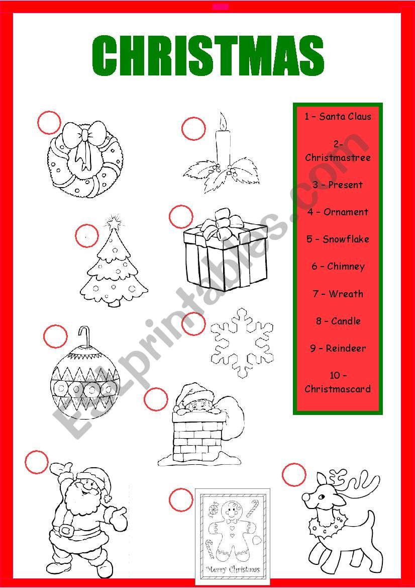 Christmas Vocabulary worksheet