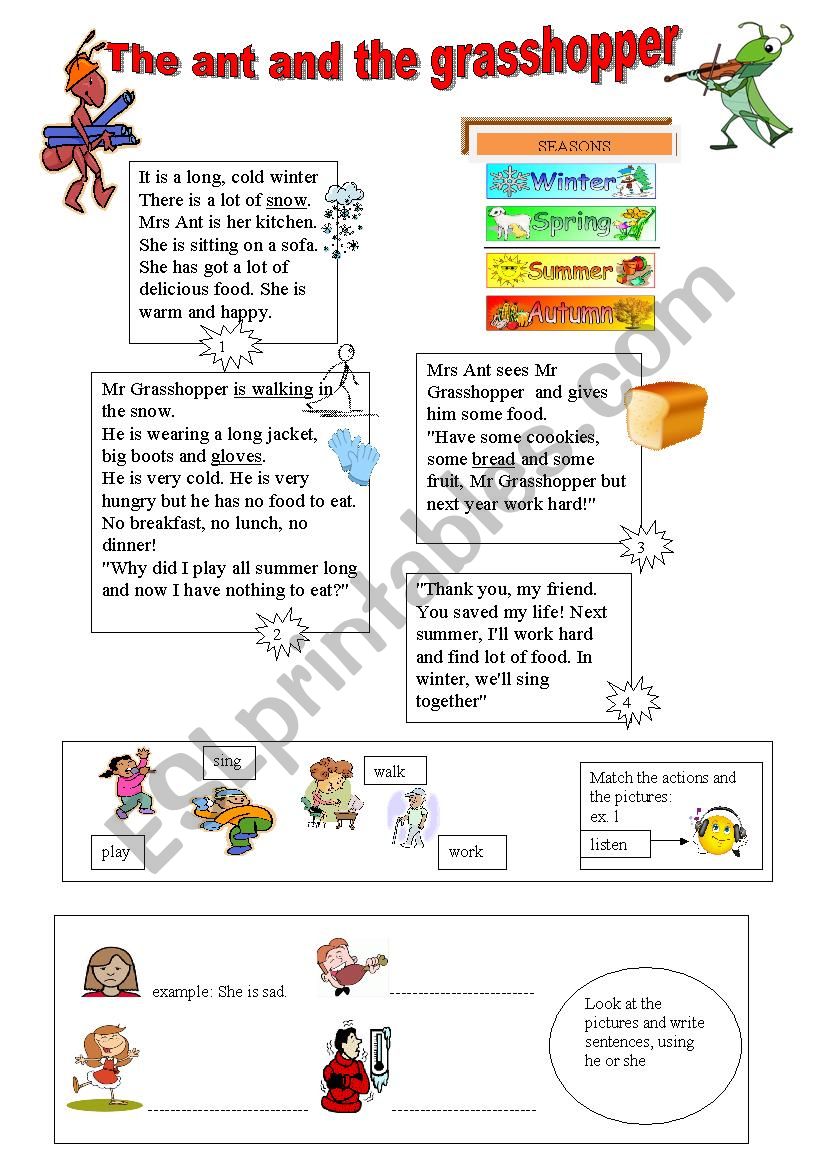 The ant and the grasshopper worksheet