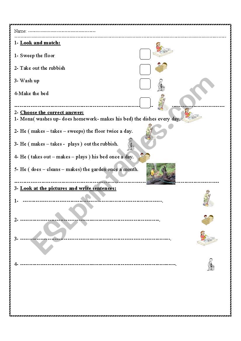 daily activities worksheet