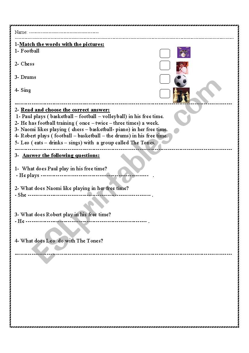 daily activities worksheet