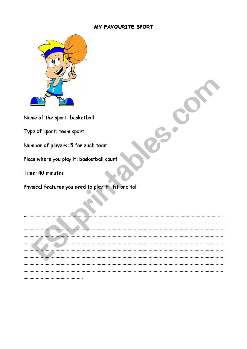 My favourite sport worksheet