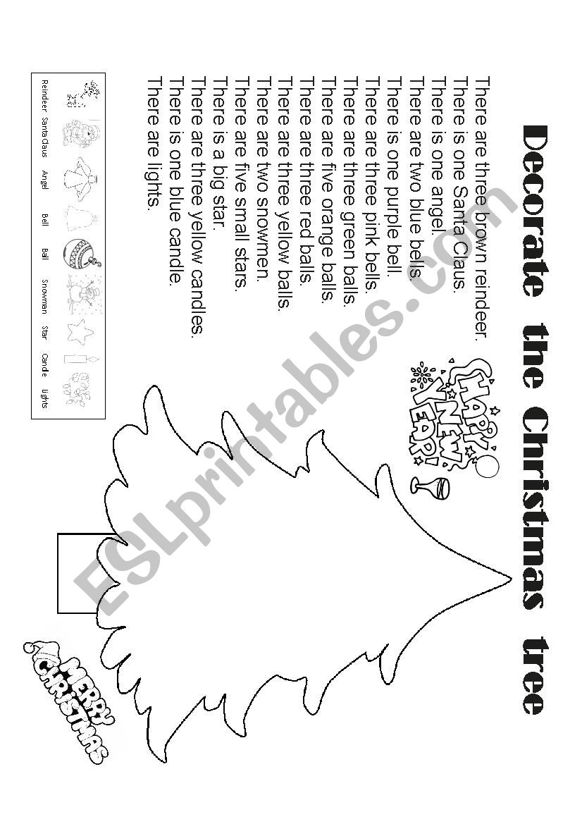 DECORATE THE CHRISTMAS TREE worksheet