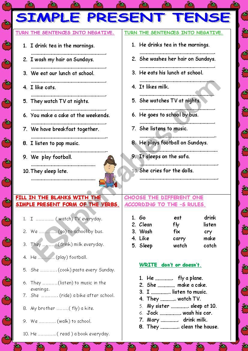 simple present tense worksheet