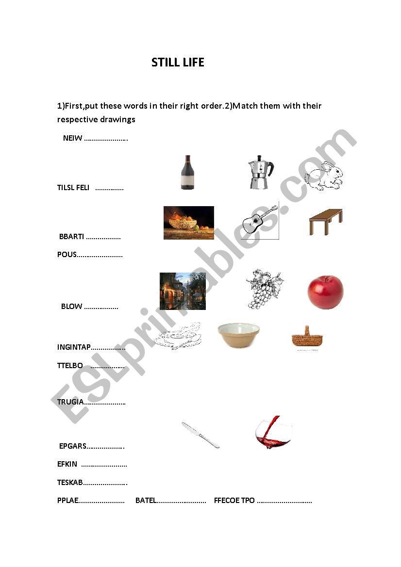 STILL LIFE 2 ESL worksheet by ricavica