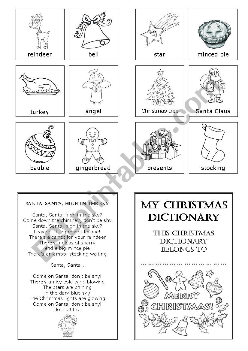 Christmas dictionary worksheet