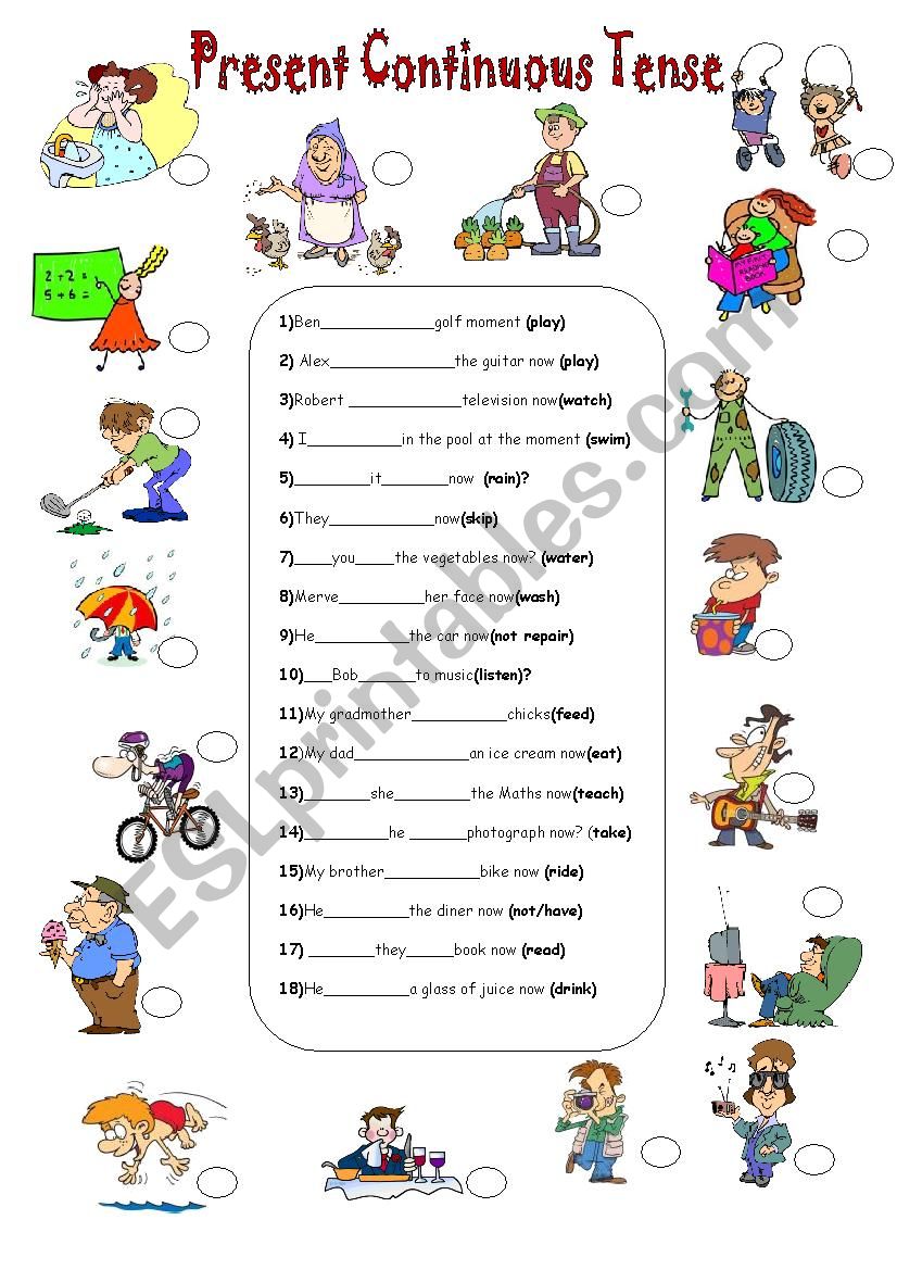 present continuous worksheet