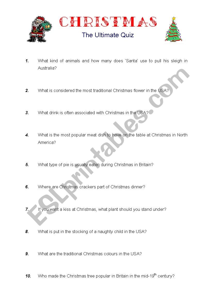 Christmas - The Ultimate Quiz worksheet