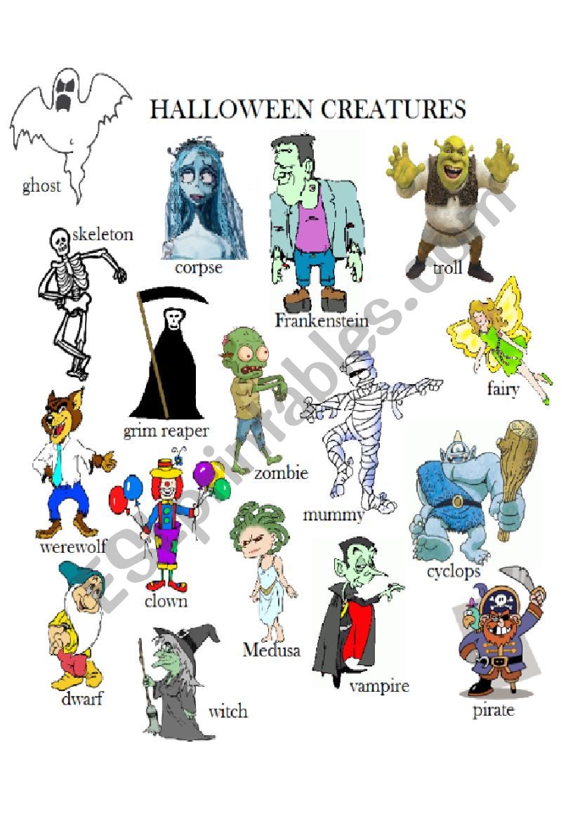 halloween creatures worksheet