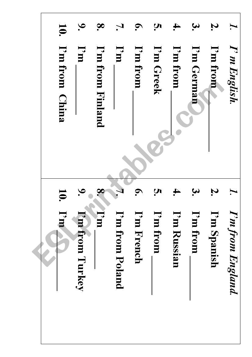 Countries and nationalities worksheet