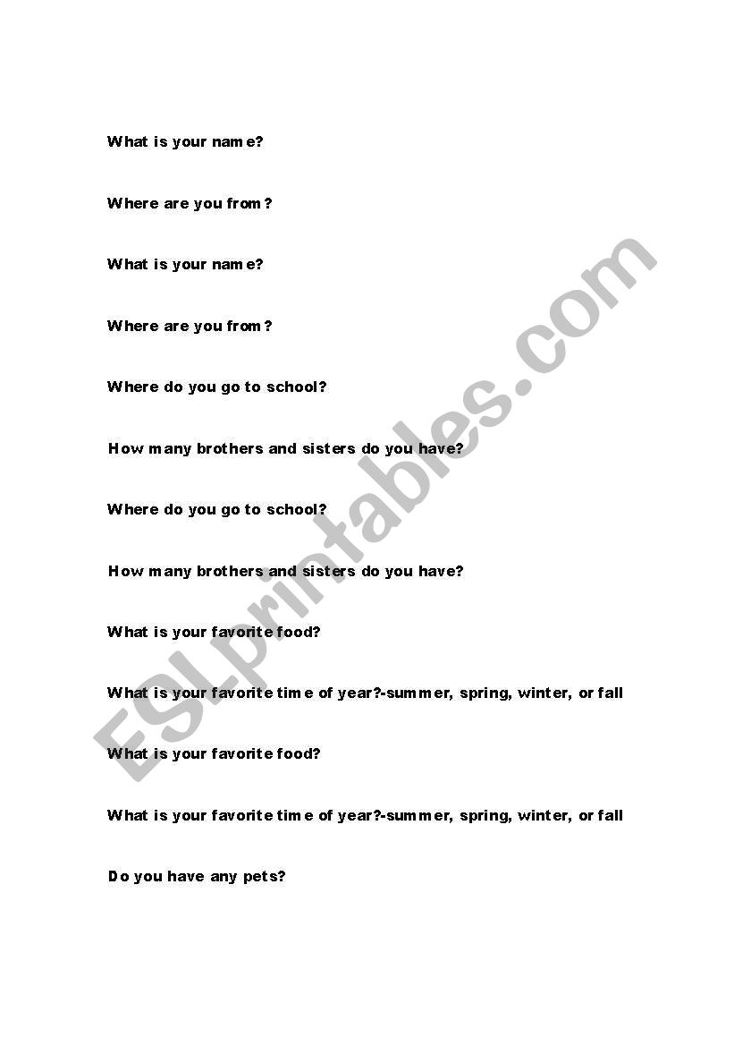 what is your name? worksheet