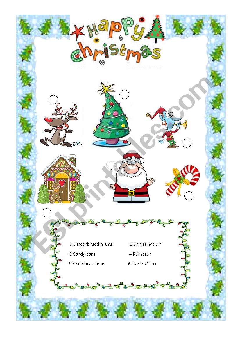 Christmas matching worksheet