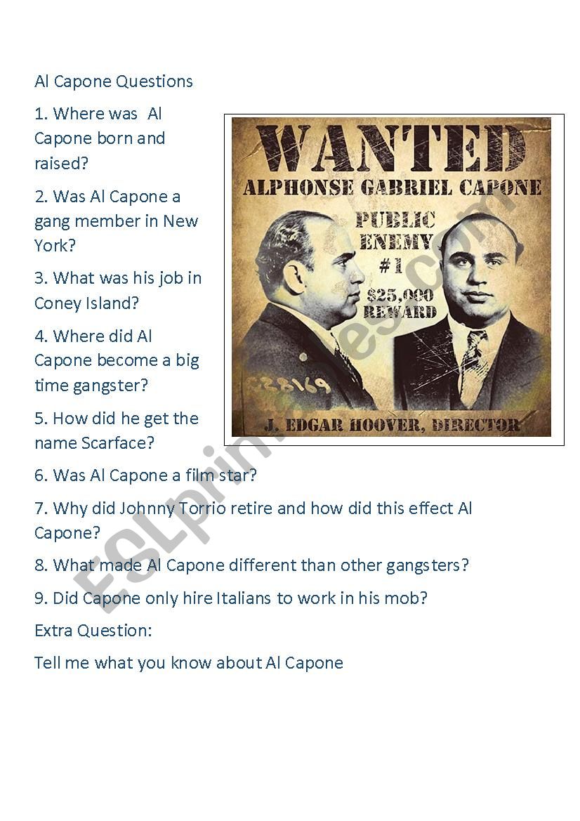 American Gangster - Al Capone worksheet