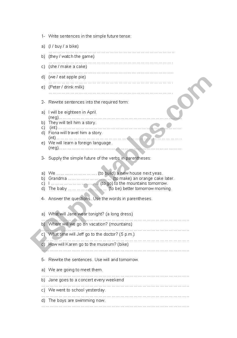 Future worksheet