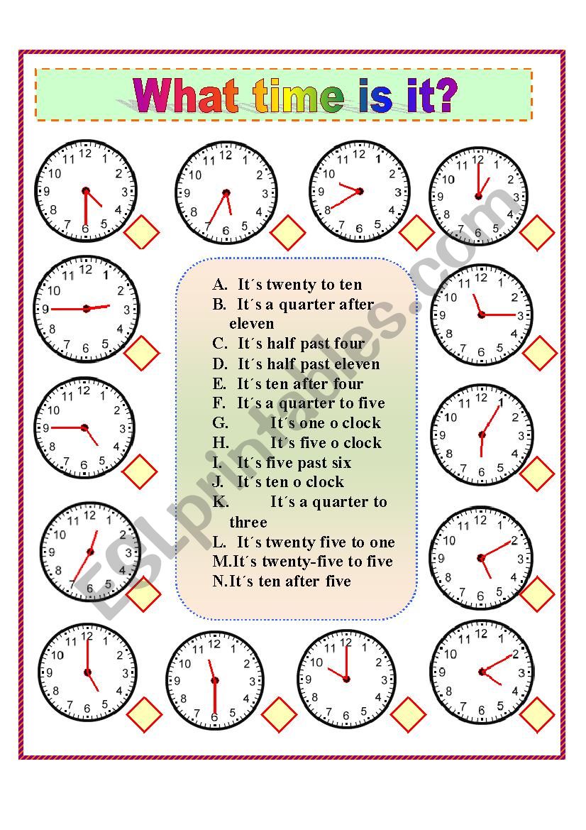 WHAT TIME IS IT? worksheet