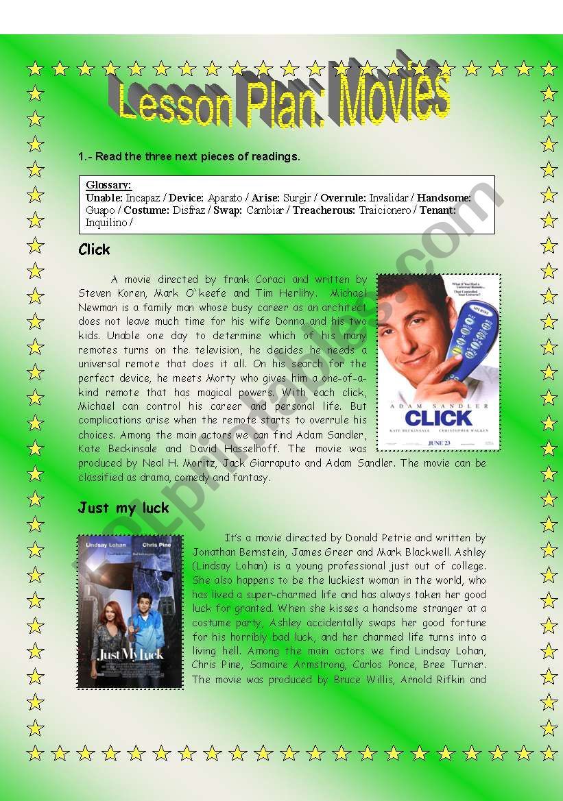 Lesson Plan_Movies worksheet