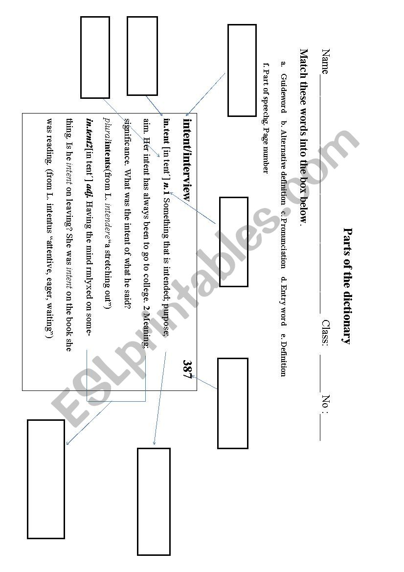 usage of dictionary worksheet